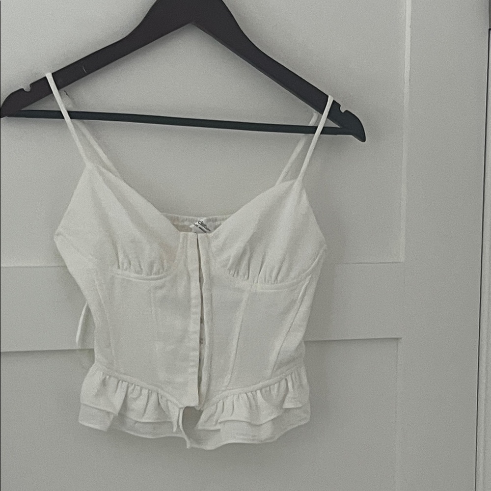 Elegant White Ruffle Hem Camisole